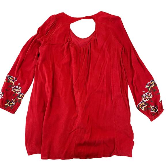Altar'd State Burnt Red/Rust W/Colorful Embroidered Sleeves Boho Dress - SIZE M - Picture 4 of 8